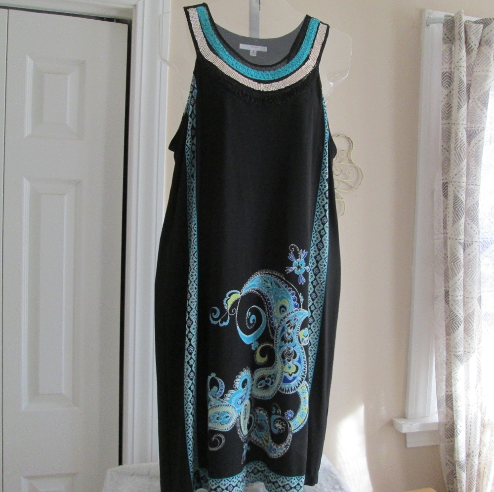 Sleeveless Knit dress Studio One Goddess Metallic Braid Size 16